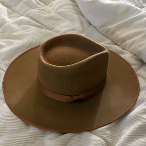 Lack Of Color Wide-Brim Felt Rancher Hat in Cognac